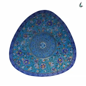 کاسه و بشقاب چکشی کاملا دست ساز مینا کاری.