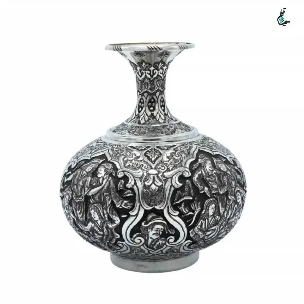 گلدان قلمزنی طرح لیلی و مجنون,