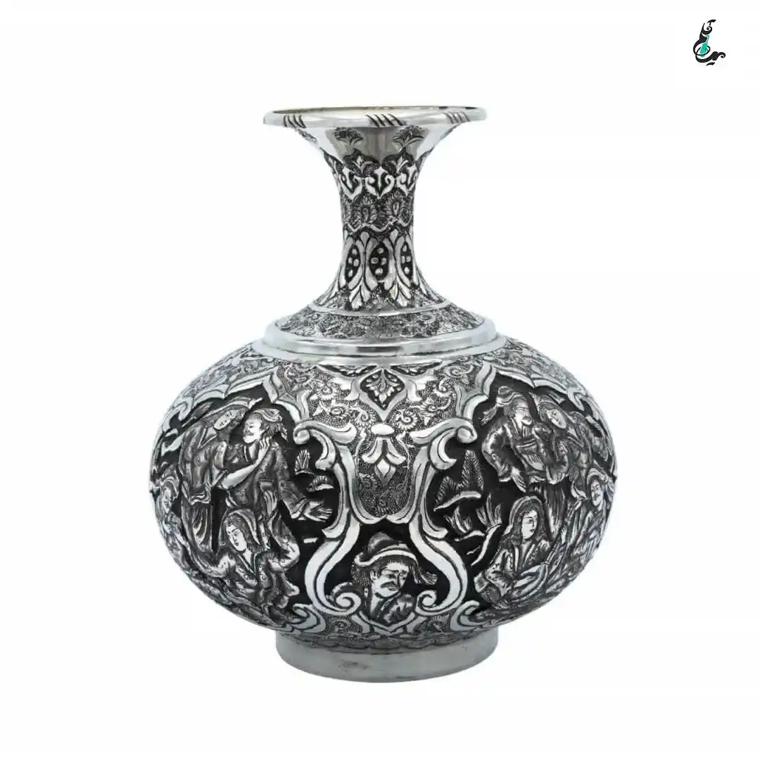 گلدان قلمزنی طرح لیلی و مجنون,