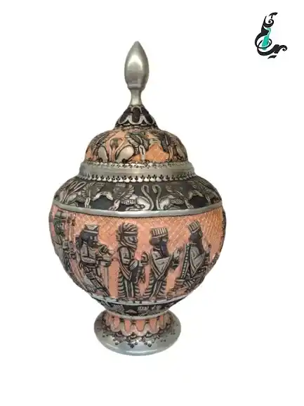 قندان یا شکلات خوری قلمزنی طرح تخت جمشید